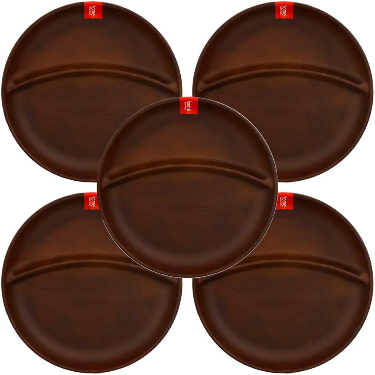 Tableware East Lunch Plate, Round 2 Dividers, Set of 5 (Light Brown), Tableware Set, Microwave/Dishwasher Safe, Divider Plate, One Plate, Tableware, Microwave Safe, Dishwasher Safe