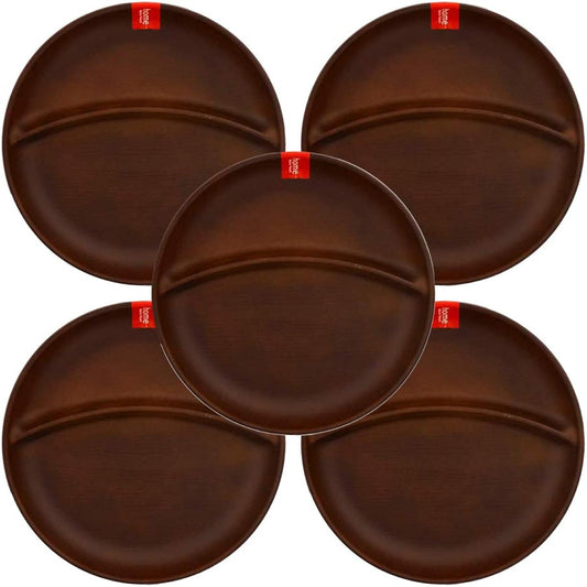 Tableware East Lunch Plate, Round 2 Dividers, Set of 5 (Light Brown), Tableware Set, Microwave/Dishwasher Safe, Divider Plate, One Plate, Tableware, Microwave Safe, Dishwasher Safe