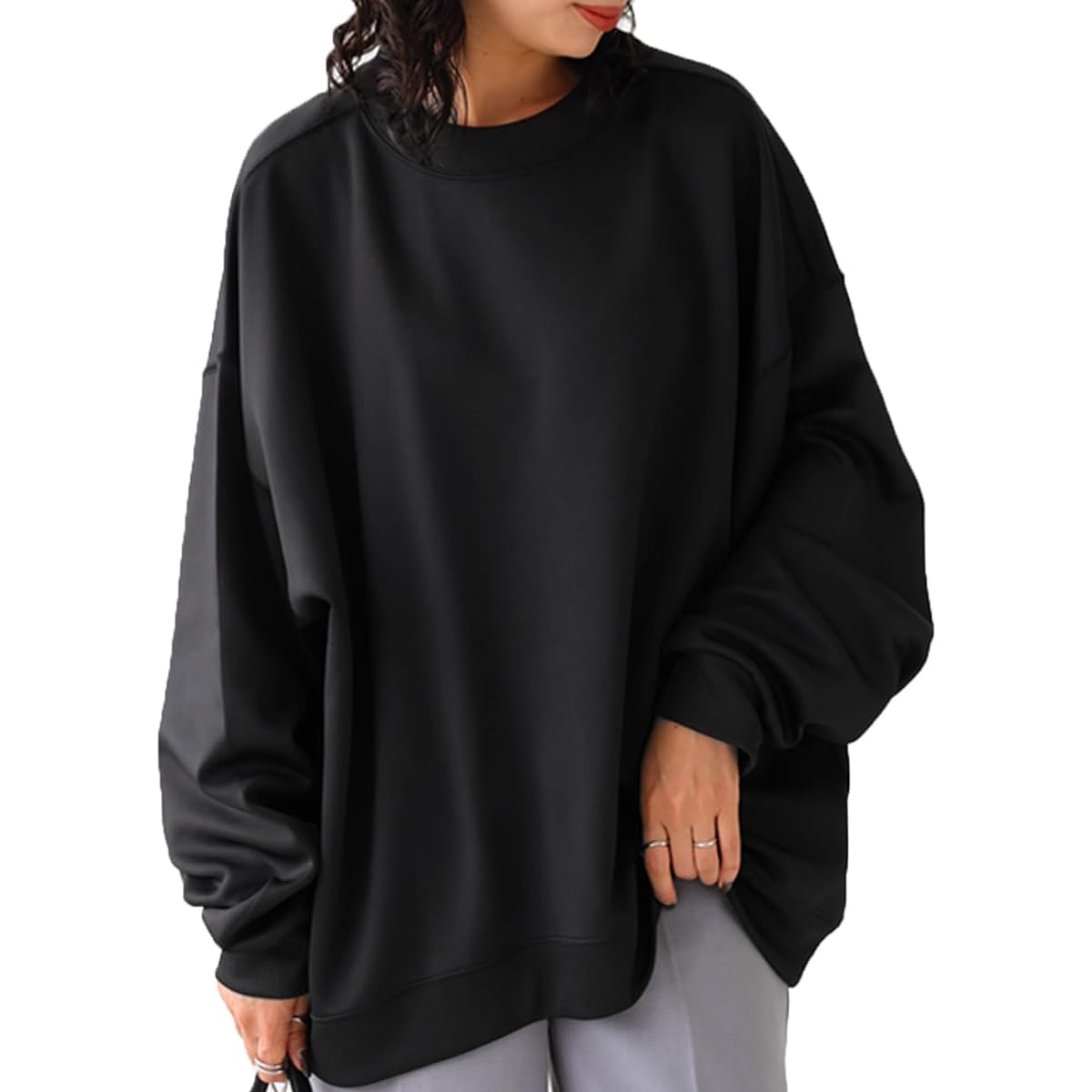 [antiqua] Pullover Sweatshirt Women's Tops Plain Long Sleeve AYA-00017