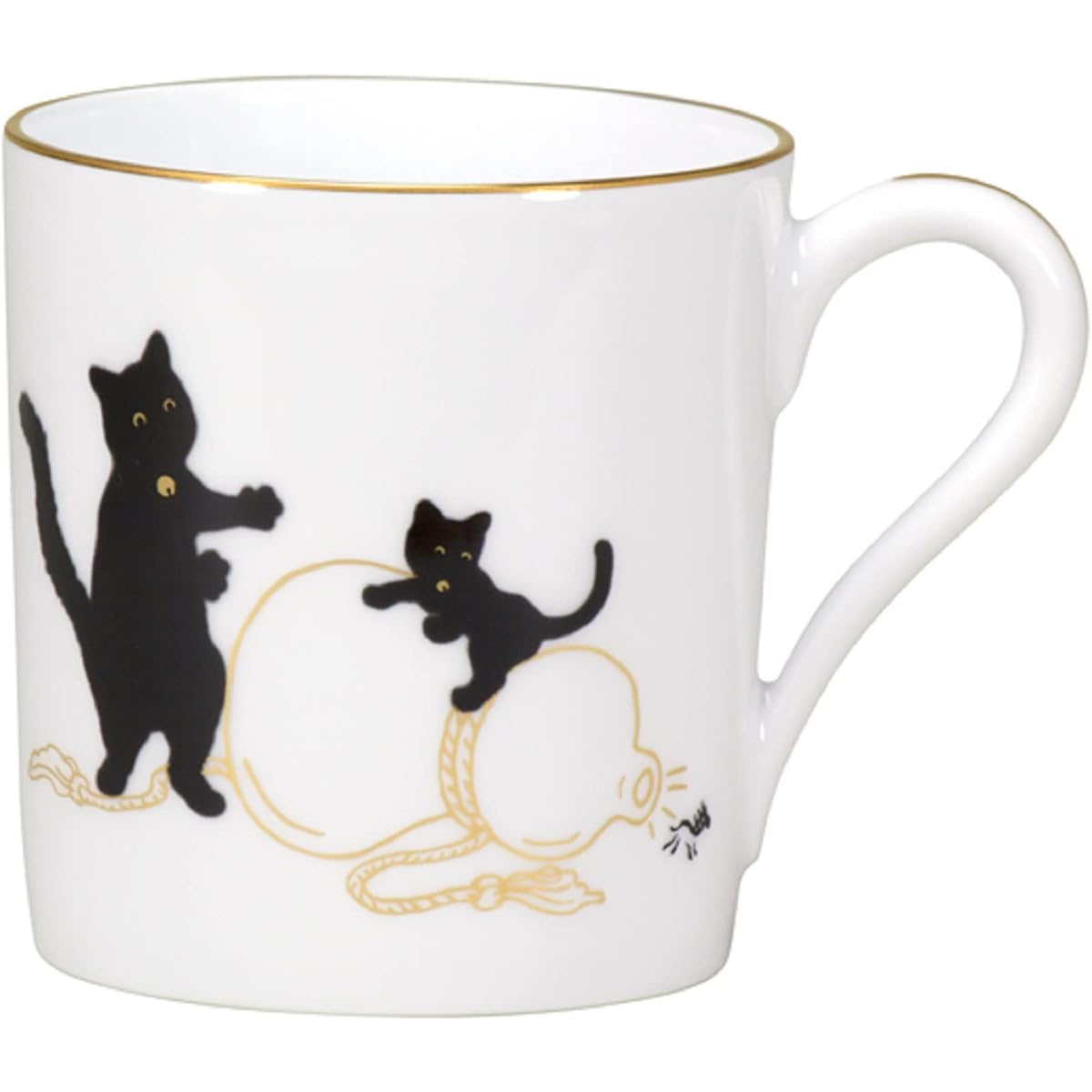 Okura Toen Black Cat Parent and Child -Auspicious Story- Mug Part 1 "Koma from Gourd" 107C/5401-1
