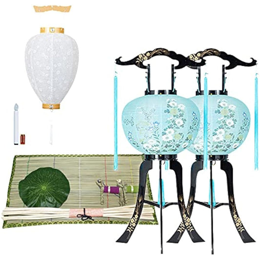 Kyoto Buddhist Altar Hayashi, Bon Lantern, Obon Supplies [Hatsubon Set/New Bon Set, 3 Piece Set, Rotating Lantern, 2 Piece Type] First Bon/New Bon Obon Decoration Set [Kyoto Buddhist Altar Hayashi Cross Set]