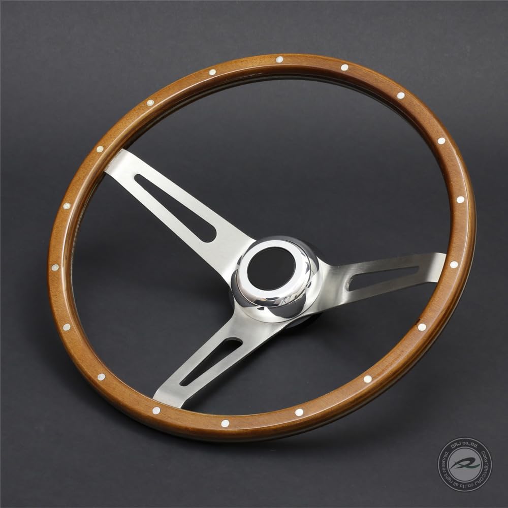 Deporacing Steering Wood Steering 35.5Φ Deep Cone Vintage Style Rivet [D355W]