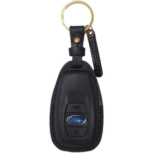 TricoloreExchange Subaru 3-button fully hand-stitched genuine leather smart key case [1SC6U0033] Black 1SC6U0033-B