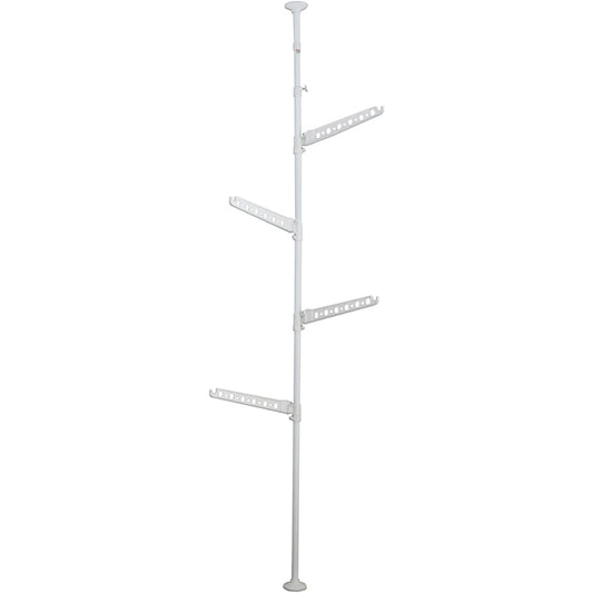 HEIAN SHINDO Tension indoor clothes drying pole that can be easily installed with one touch, white, 4 hangers, load capacity 5kg x 4, installation height 175~280cm TMH-5 Heian Shindo Kogyo