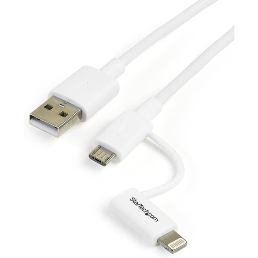 StarTech.com Apple Lightning/Micro USB to USB Cable 1m White Compatible with iPhone/iPod/iPad/Android Smartphones LTUB1MWH