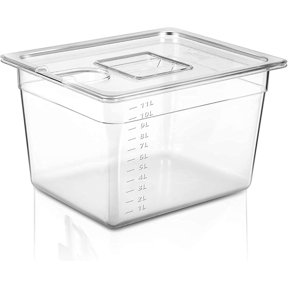 Food Container for Low Temperature Cookers, Square Food Container, 11L, Large Capacity, with Exclusive Lid, Sous Vide Storage Container, 32*26*20cm, with Scale [Main Unit Only/Rack Sold Separately]
