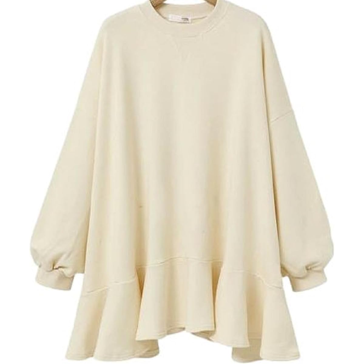 [Nibun Noichi Style] Adult Cute Brushed Non-Frilled Long Sweatshirt Dress Simple Plain Fluffy Cute Cool Women's