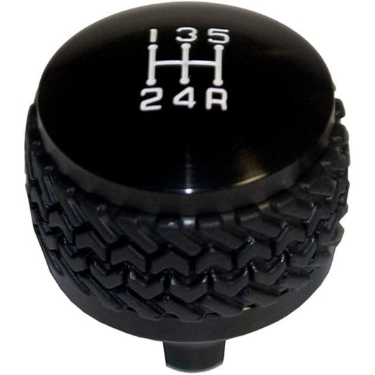5 -speed shift knob WRANGLER YJ Villet Aluminum Patent Patent Patent Tire Tred Rubber Grip Black finish
