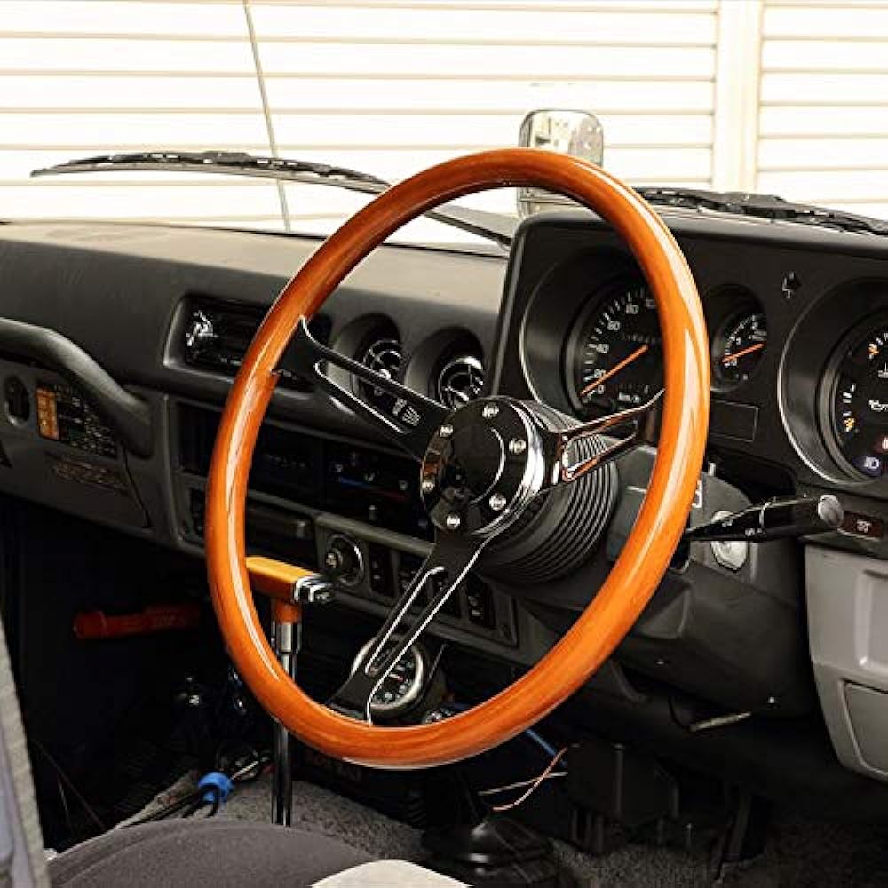 Deporacing Steering Wood Steering 37.5Φ Wood & Polish Classic Type Large Diameter 38φ37.5cm [N375W]