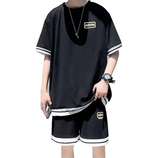 [KOTRBOY] Summer Clothing, Men's T-shirt, Short Sleeve, Top and Bottom Set, Large Size, Loose, Stylish, Jersey, Top and Bottom, Sweatshirt, Clothes, Pants, Up, Stretch Sportswear, Setup, Men's