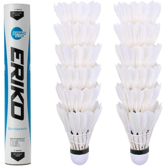 ERIKO Badminton Goose Feather White 12 Pack Model 6