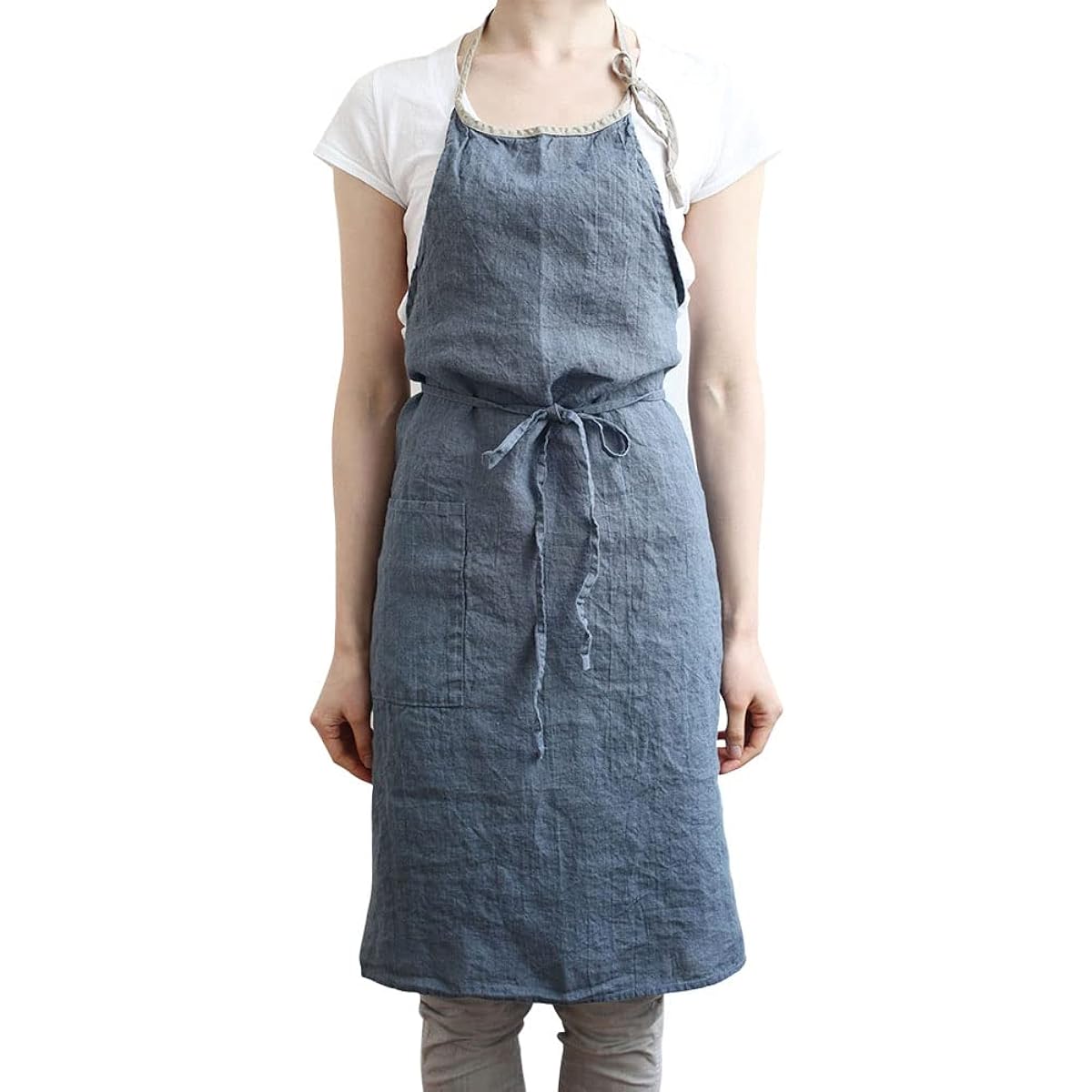[Lino e Lina] [Lino Elina Apron Full Apron Linen Mila Women's Men's Kitchen Plain Linen Simple Long Length Stylish