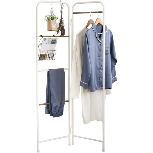 [For entrance muffler/coat rack] Iris Ohyama Hanger Rack, Foldable Type, Matte White, with S-shaped hook, Load Capacity: 5 kg, Width: 67 x Depth: 35 x Height: 150 cm, PI-O150 Style Hanger