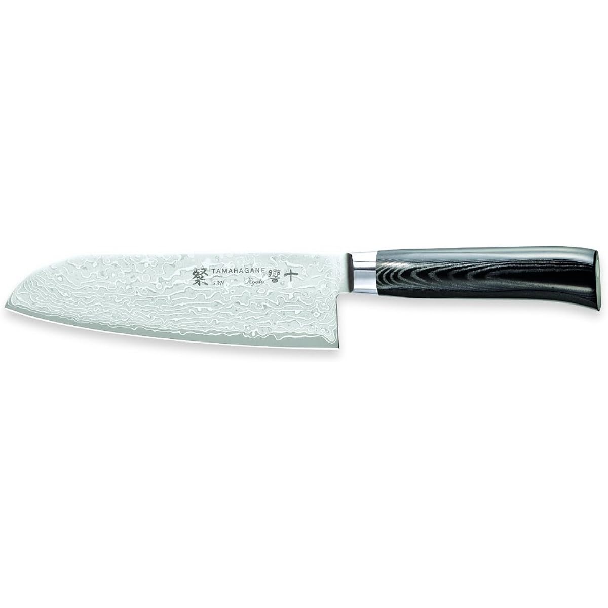 Kataoka Manufacturing Santoku Knife Black 175mm TAMAHAGANE Kyoju SNK-1114