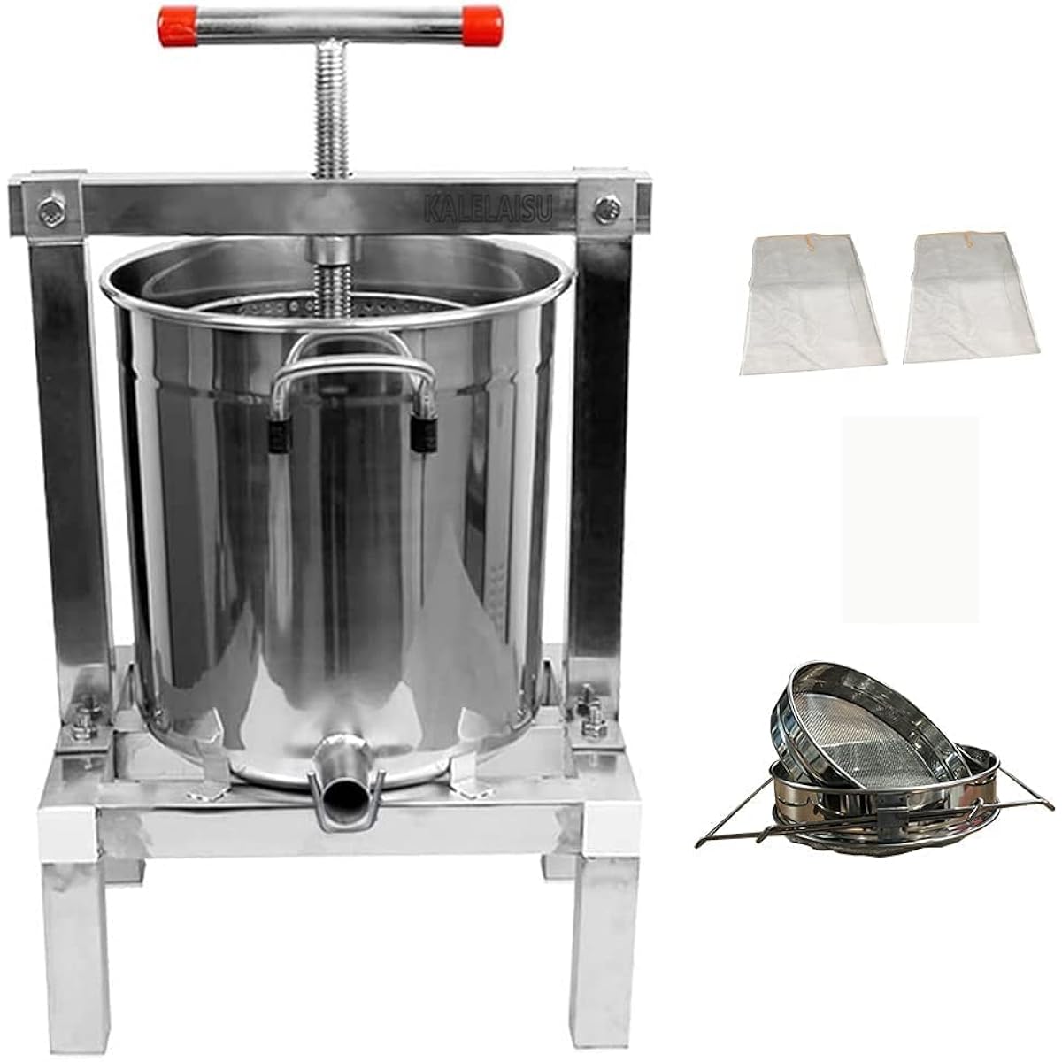 RAAKIMO Honey Squeezer, Honey Squeezer, 15L Large Capacity, Grade 5 Filtration Program, Beekeeping Equipment, Honey Separator, Honey Squeezer, Honey Juicer, Manual Squeezer, Squeezer, Honey Squeezer, Manual Dehydrator, Beeswax, Beeswax, Stainless Steel,
