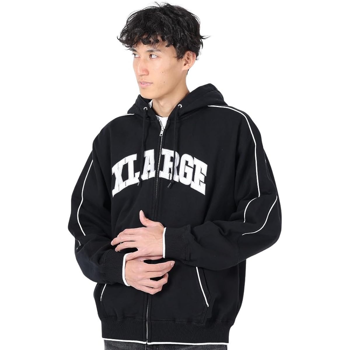 [Extra Large] Hoodie PIPING ZIP UP HOODED SWEATSHIRT Men's