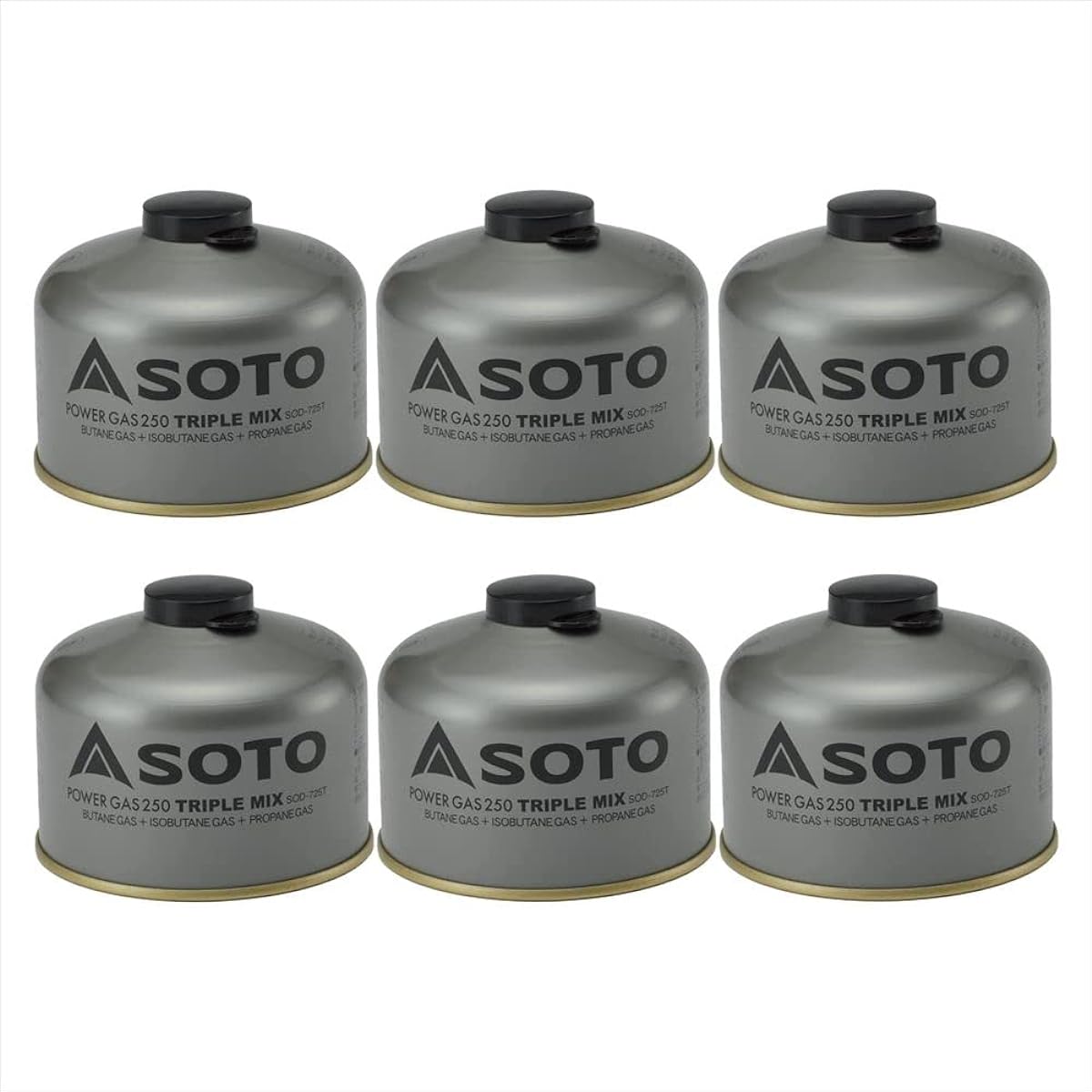 SOTO Made in Japan OD Can Outdoor Power Gas Triple Mix  Set of 6 [105 x 6 SOD-A710T/ 250 x 6 SOD-A725T]