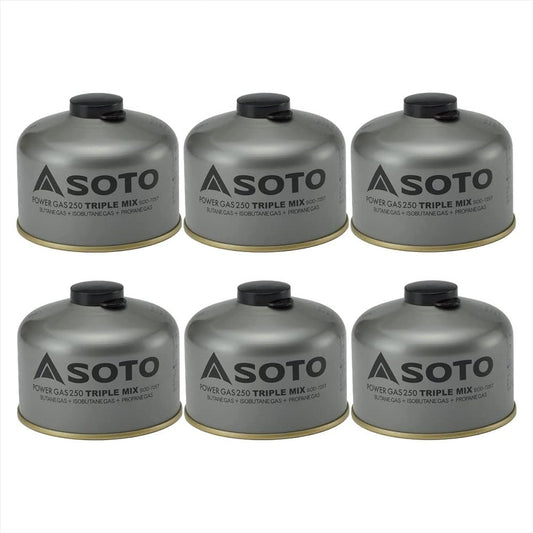 SOTO Made in Japan OD Can Outdoor Power Gas Triple Mix  Set of 6 [105 x 6 SOD-A710T/ 250 x 6 SOD-A725T]