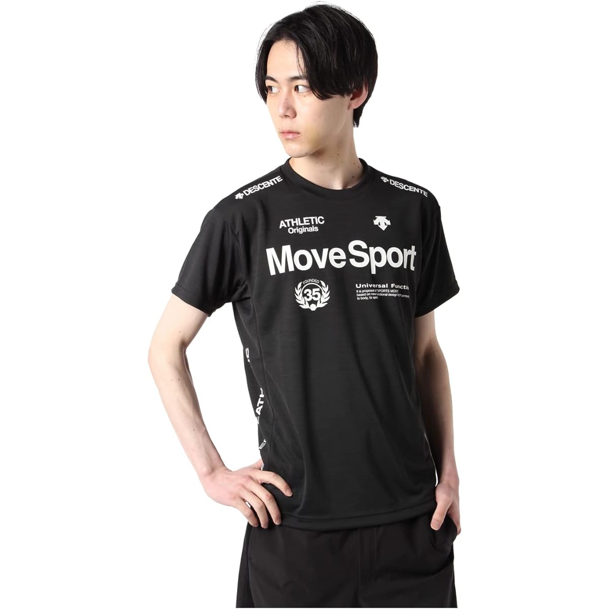 [DESCENTE] Short Sleeve Shirt T-Shirt Sunscreen Sweat Absorbent Quick Drying Stretch UV Protection Training MOVESPORT Men's DMMTJA51