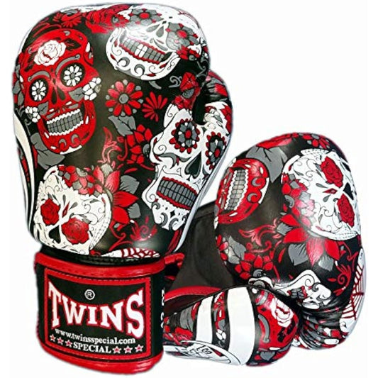Twins Boxing Gloves Genuine Leather Sugar Skull Red/Black