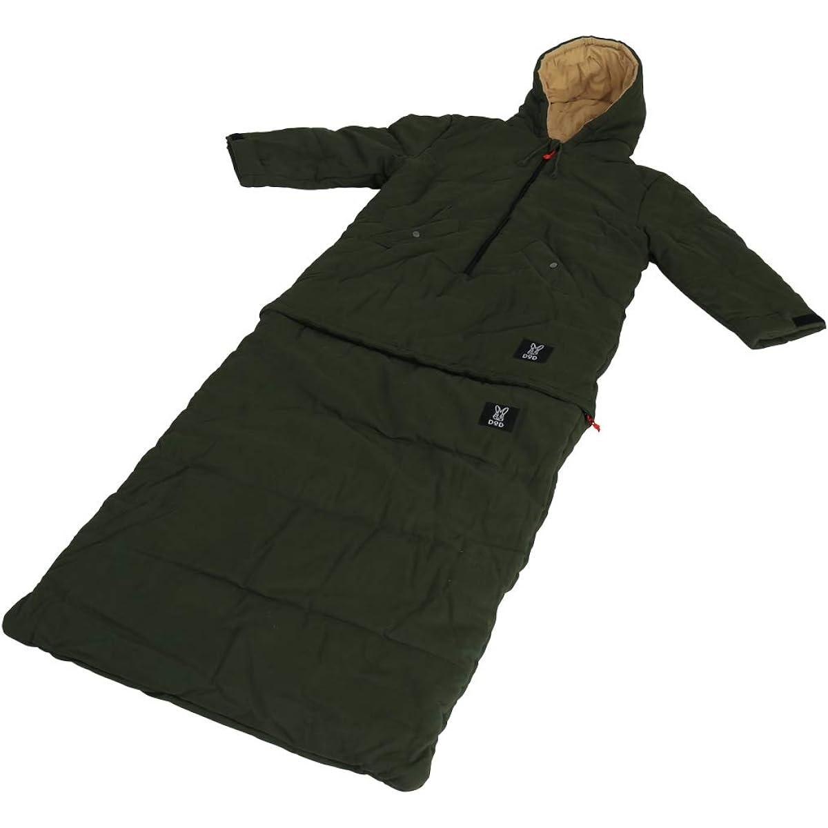 DOD Jakeshura 2 3 sizes 2WAY sleeping bag that can be used as cold weather gear or a bonfire jacket