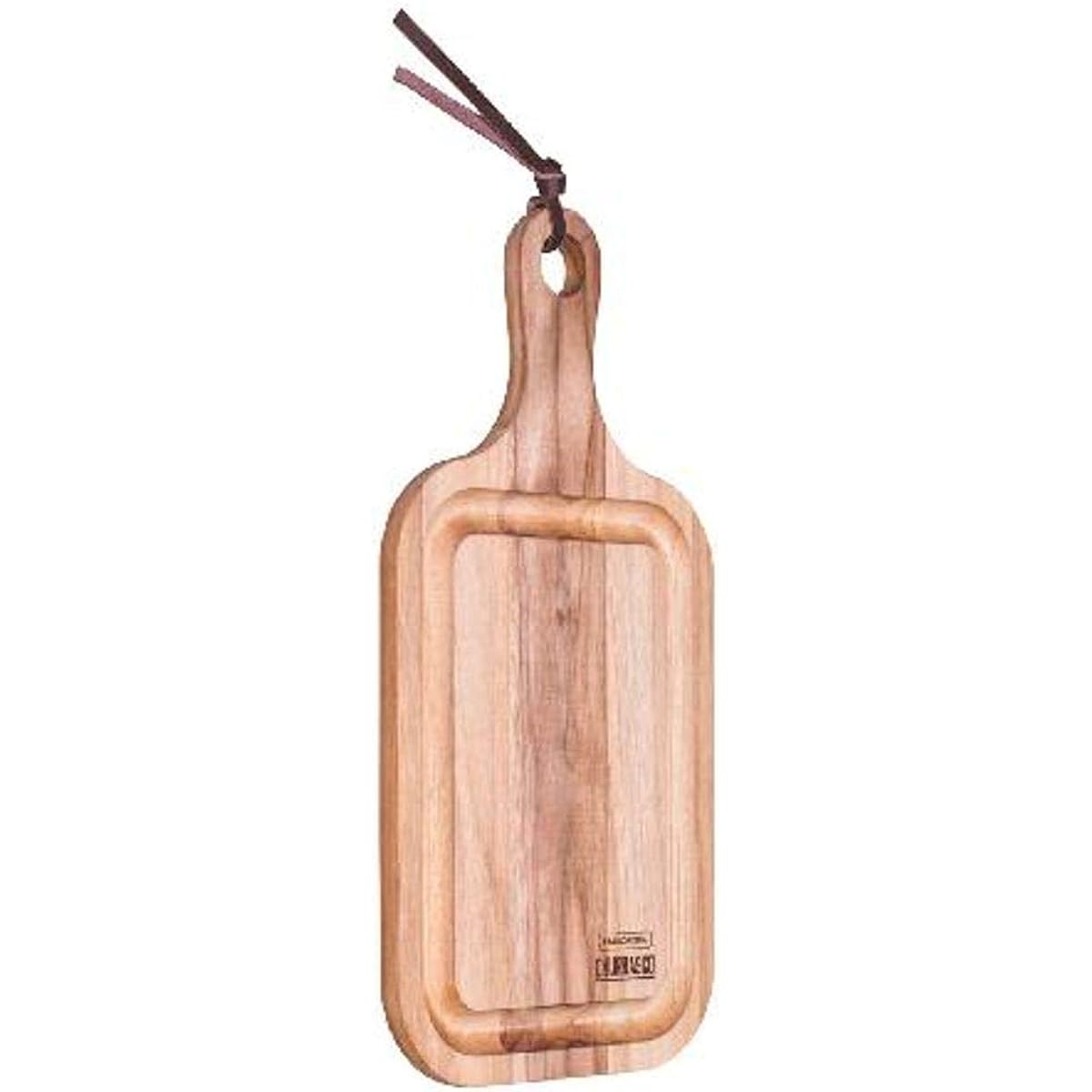 Tramontina Cutting Board Wooden Cutting Board Churrasco Teak 46cm x 32cm Meat Tray with Handle Grooved Lightweight Respect for the Aged Day Housewarming Gift Made in Brazil 13211/052 TRAMONTINA