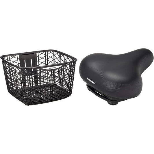 Panasonic Front Basket Bicycle Gunmetal/Brown Width 390 x Depth 350 x Height 240mm 24L NSCB216 YD-341 Single Item/Saddle Set