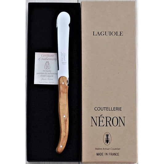 Raieur Long Jam/Butter Knife Natural Olive Pattern Spreader Gift Box Made in France NERON