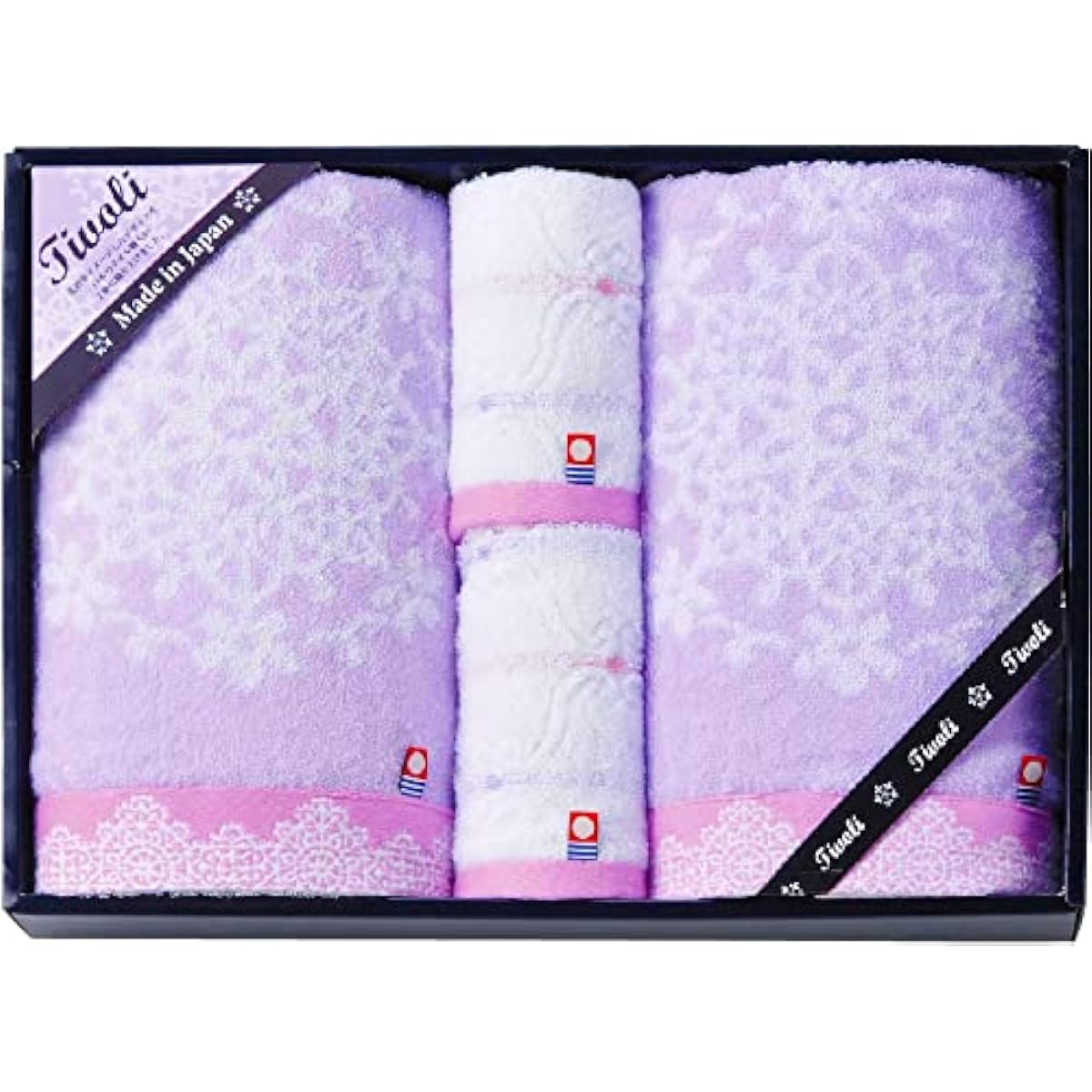Imabari Towel Gift Set Bath Towel Face Towel Wash Towel Boxed Present Boxed Made in Japan Gift (2 bath towels, 2 wash towels, Roman Rose)