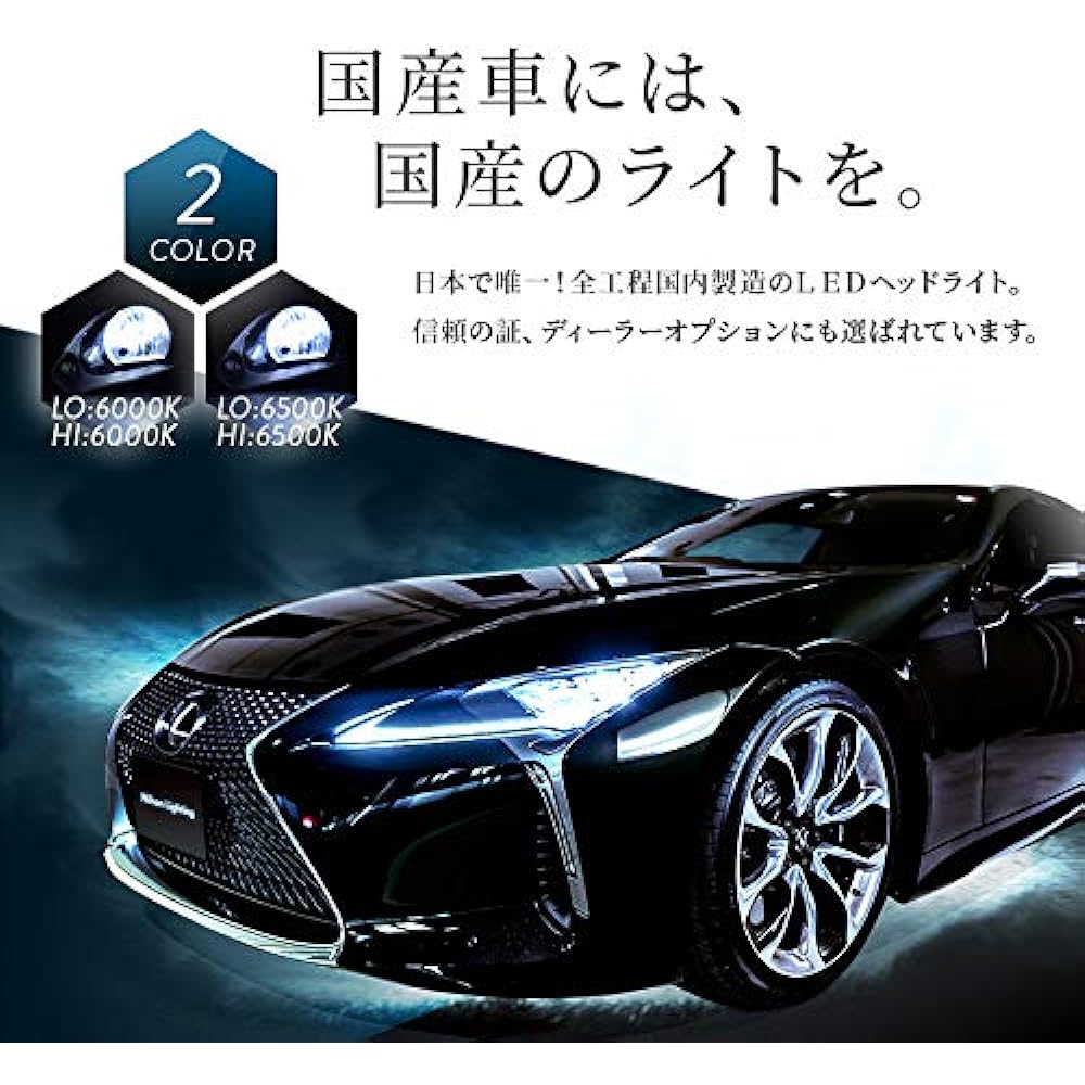 Japan Lighting LED Headlight, Made in Japan, H4, Standard Model, Compatible with Vehicle Inspection, 2 Year Warranty Included, For Lo:6000K Hi:6000K 12V