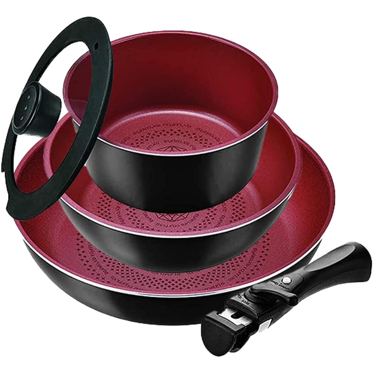 Pearl Metal Pot Cookware 5 Piece Set B IH Compatible Diamond Coat Cook Sign HB-5622