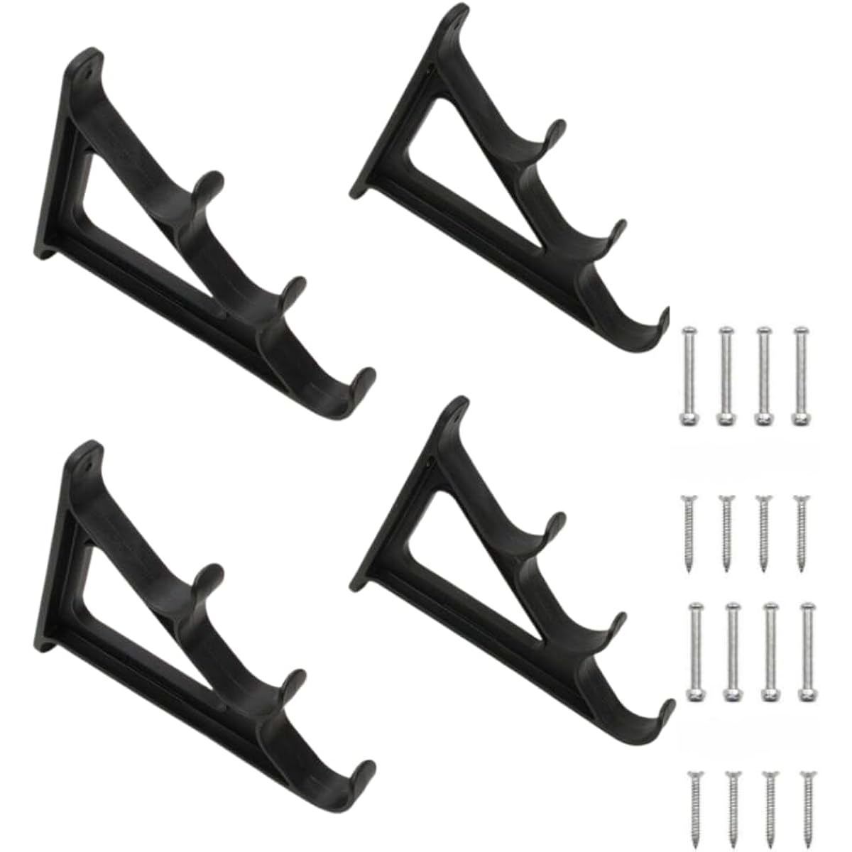 ideamall Rod Holder, Wall Hanging Type, Holds 3 Rods, Plastic (2 Pairs)