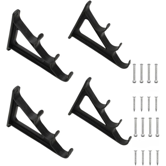 ideamall Rod Holder, Wall Hanging Type, Holds 3 Rods, Plastic (2 Pairs)
