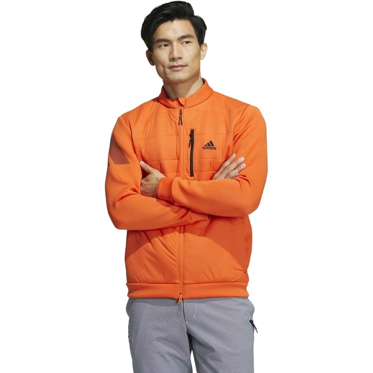 [Adidas Golf] Golf Jacket, Cardboard Knit, Fabric Mix, Windproof, Long Sleeve, Full Zip Jacket, Men's