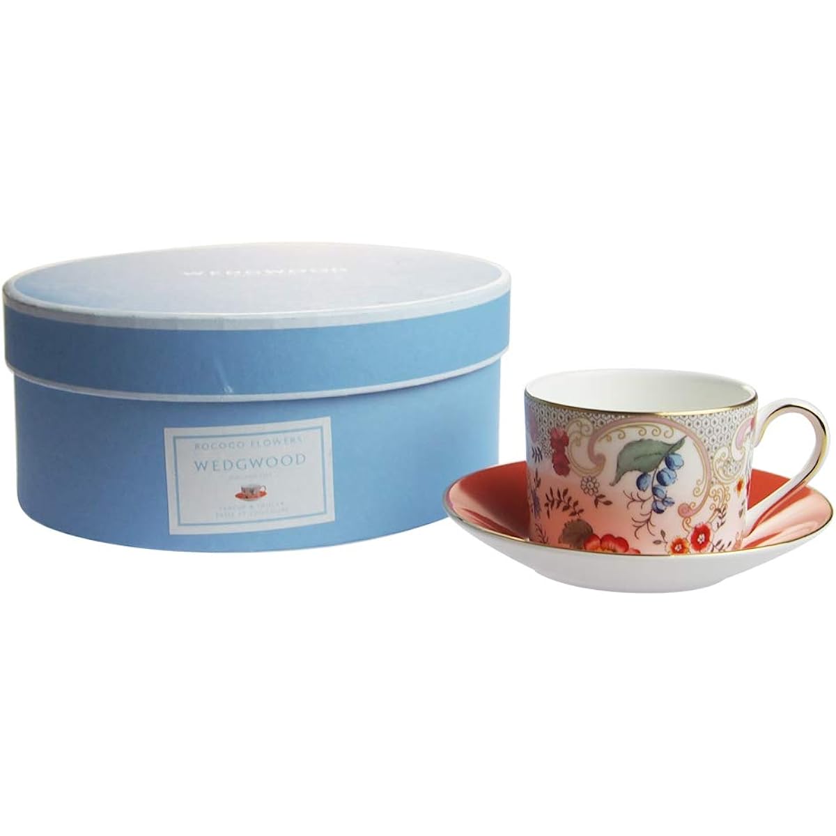 Wedgwood Wanderlust Rococo Flowers Tea Cup Saucer, Pink [Parallel Import]