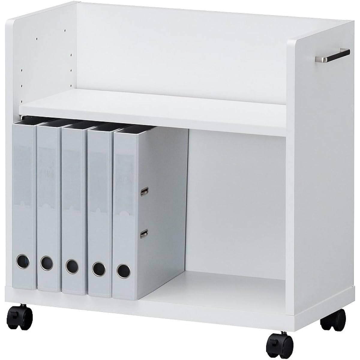 Shirai Sangyo Convenient desk side side wagon rack with casters, under-desk storage, A4 file box compatible with vertical installation, back decoration, wooden, white, width 60, height 59.2, depth 29.3cm OF2-6060P Officeco 2