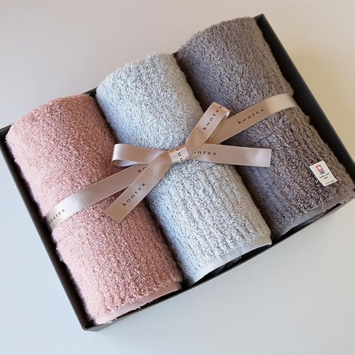 [Gift BOX Included] Contex Premium Face Towel Set of 3 Gift Set Imabari Towel 100% Cotton Absorbent Quick Drying (Pink, Blue, Gray)