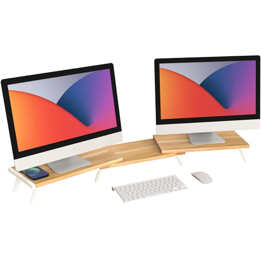 LOUKIN Dual Monitor Stand Riser for Desk 44 x 25cm Large Monitor Stand for 2 Monitors Laptop Printer 3 Tier Shelf Length Angle Adjustable Computer Shelf Home Office Up to 110cm