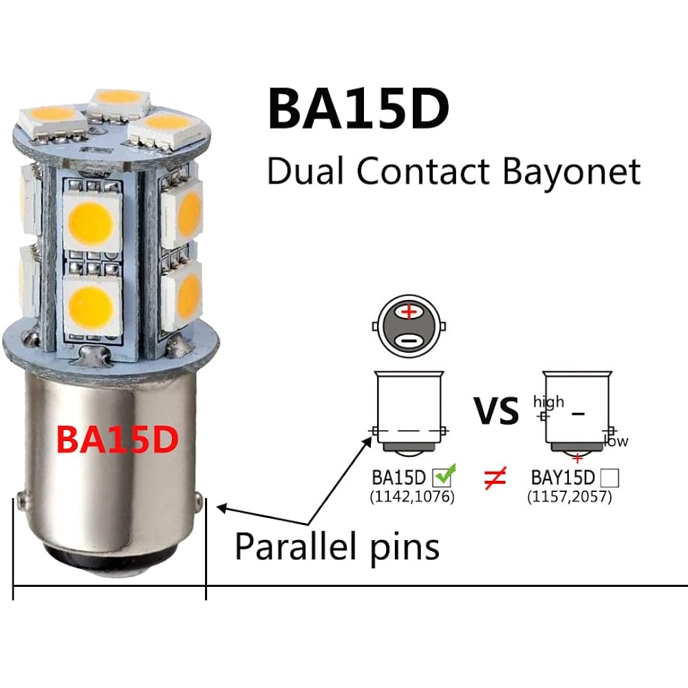 GRV BA15D 1142 1076 13-5050 SMD Warm White LED LED Light bulb AC/DC12V-24V RV bulb interior 12V Turn Single Light LED Light bulb/Travel Trailer/Boat Indoor/Camping Car Light bulb (20 packs)