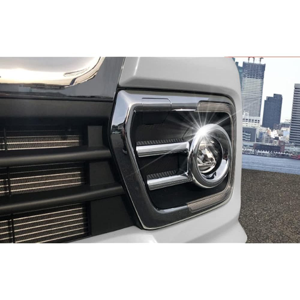 [HIGH FLYING] Suzuki Spacia Custom HYBRID XS Turbo Spacia Custom MK53S 2017-2021 Grille Down Molle Garnish & Front Fog Lamp Glossy ABS Dress Up Cover Rim 6pcs