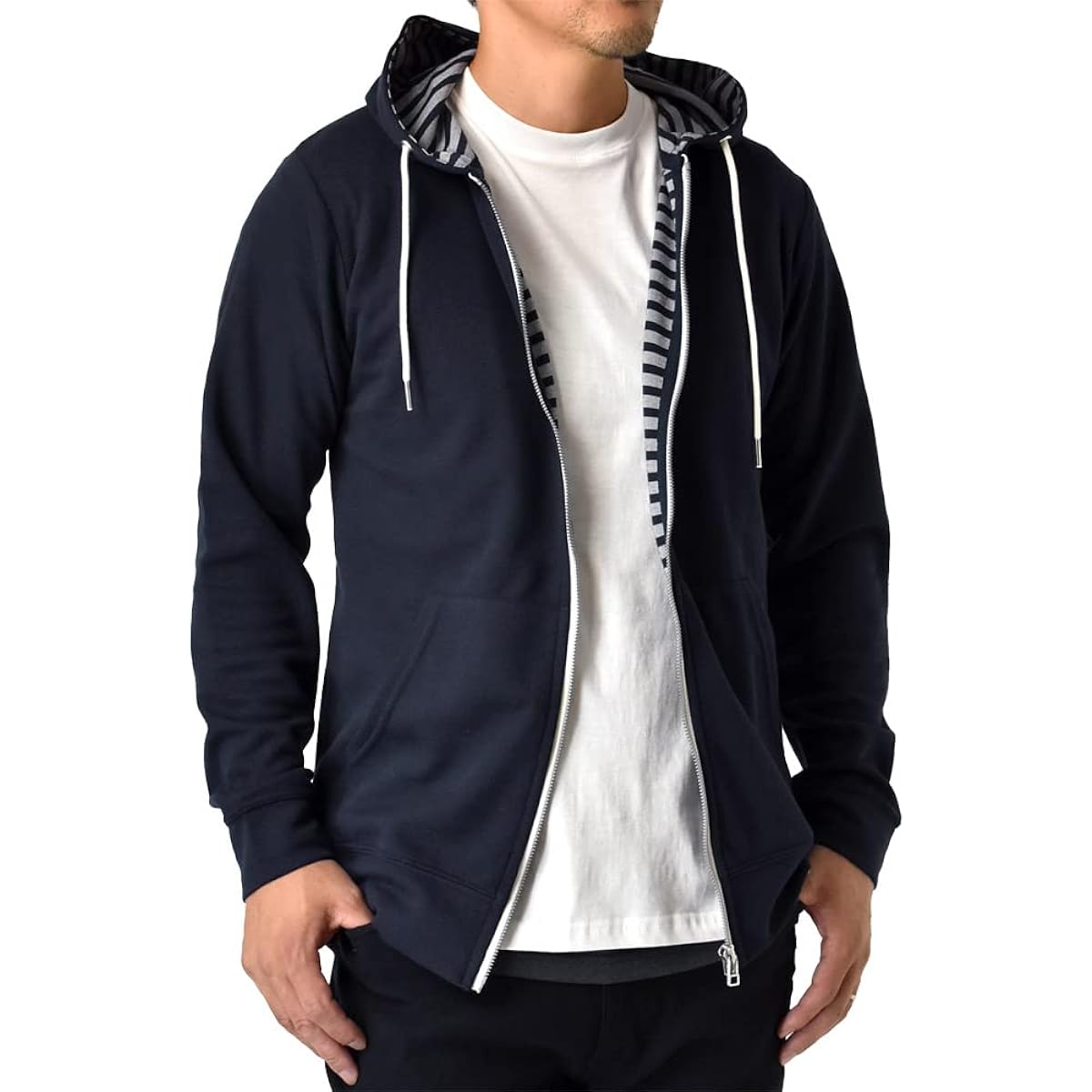 [Aruge] Men's Parka, Long Sleeve, Back Border, Zip Up Marine Parka / H5H