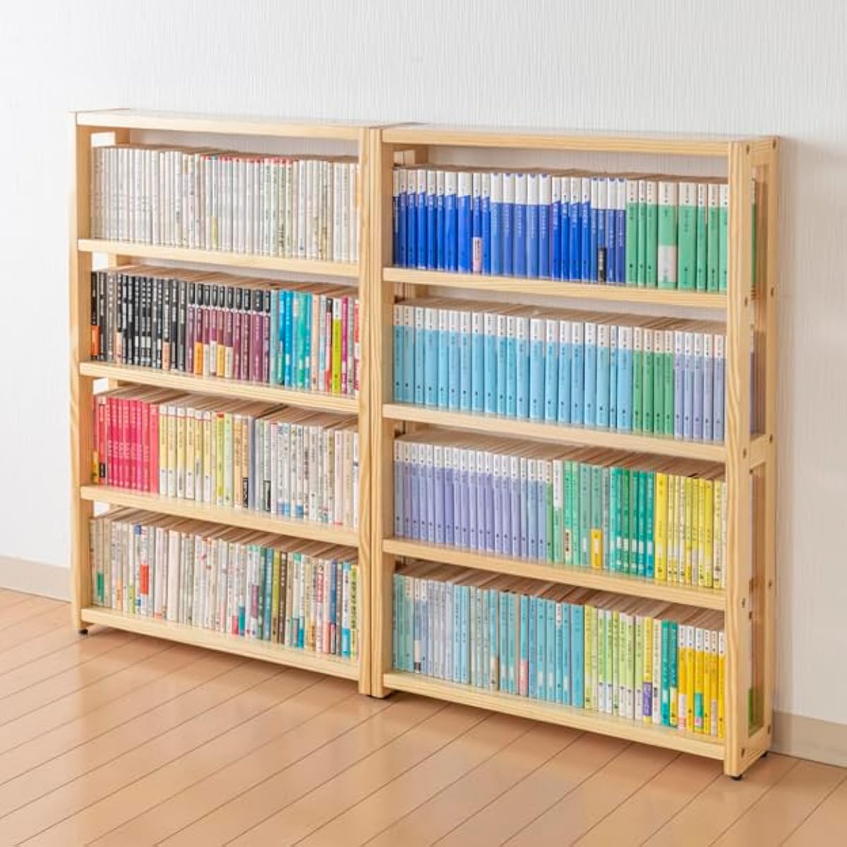 Natural Wood Comic Book Storage and Paperback Book Storage Rack, Set of 2, Thin Wall Bookcase, Comic Bookshelf, Paperback Book Rack, Paperback Bookcase