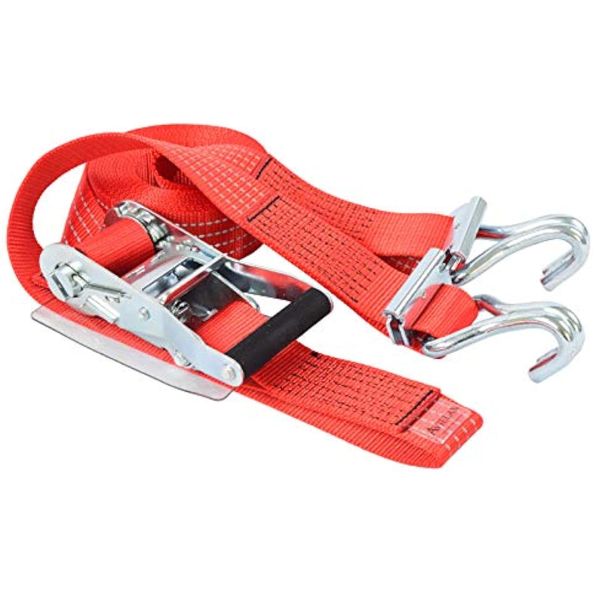 AVIELAN Reflective Lashing Belt 50mm Width RJ Hook (Track Rail Compatible) Winding 5m Fixed 1.0m Red (Right Fixed Specification)