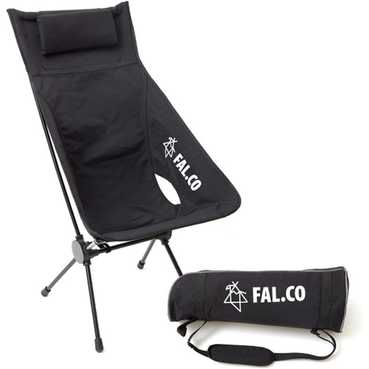 FAL.CO FOLD HOLD CHAIR Falco Fold Hold Chair -Utility High Back Chair- Outdoor Camping Folding Black Side Pocket Fishing Hiking Festival