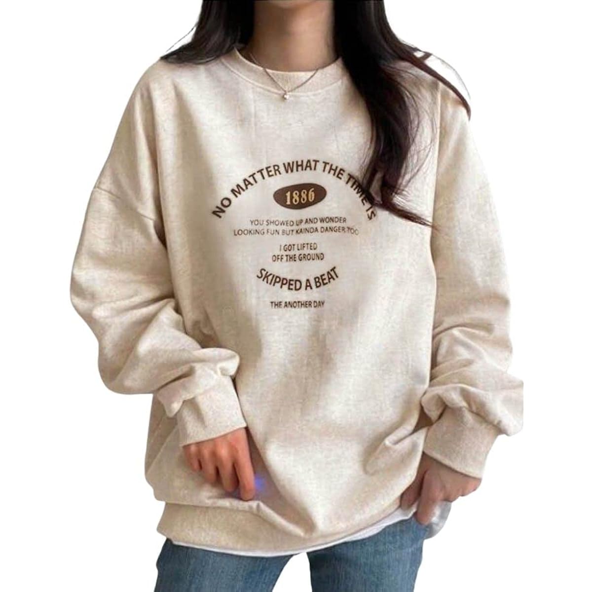 [MIRA MARIV] Korean fashion Made in Korea and directly imported from Korea Sweatshirt Sweatshirt Women's Loose Fleece Fleece lining Autumn/Winter BEAT Print Sweatshirt Women's