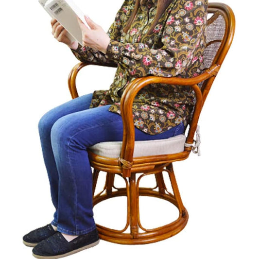 Otake Sangyo Chair, Wooden, Brown, 58x63x93cm High Type, Easy to Read and Smartphone, Rattan Rattan Chair with Arms, High Chair, Seat Chair, Tatami Room, Buddha Room, Buddha Room OT-1306-43-1