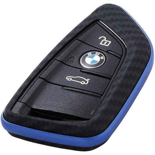 Deff WIZ JACKET for SMART KEY/Compatible with BMW car remote control keys Aramid fiber material Ultra-thin 0.7mm Aluminum frame that does not block radio waves (Matte Black/Blue)