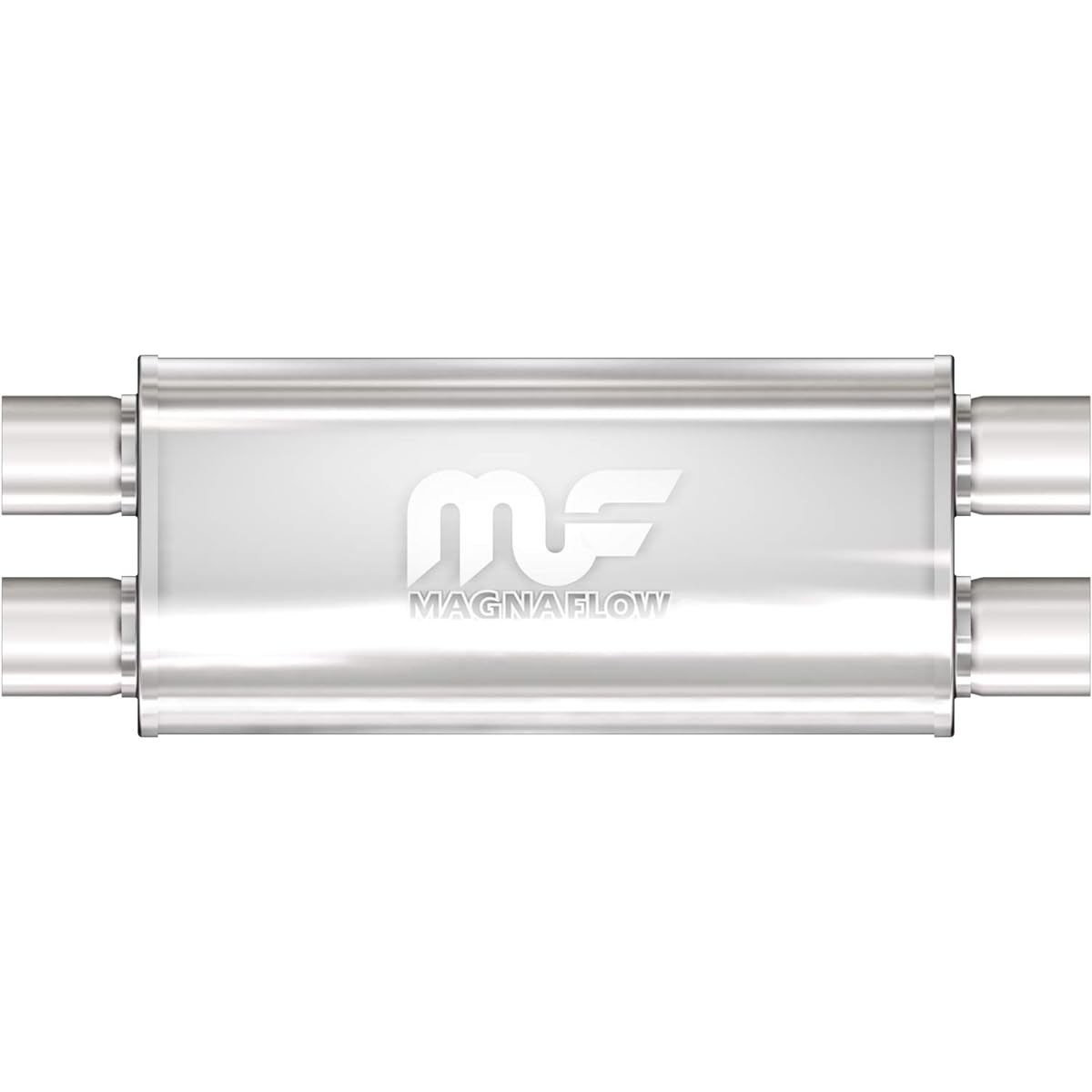 Magnaflow Performance Exhaust Muffler 12468: 2.5 inch/2.5 inch Inlet/Outlet 5x8x18 inch elliptical stainless steel satin finish