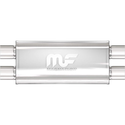 Magnaflow Performance Exhaust Muffler 12468: 2.5 inch/2.5 inch Inlet/Outlet 5x8x18 inch elliptical stainless steel satin finish