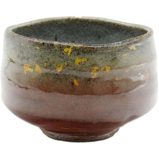(Limited stock) Kutani ware matcha bowl, gold glaze, red A (in presentation box), pottery, made in Japan